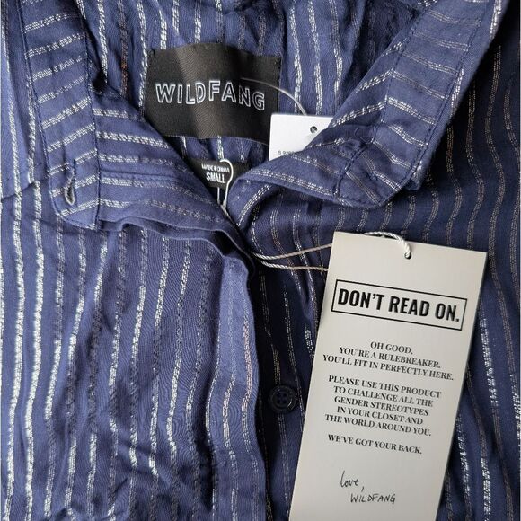 WILDFANG nwt Navy Empower Pinstripe Shirt Dress Knee Length Size S - Picture 12 of 15